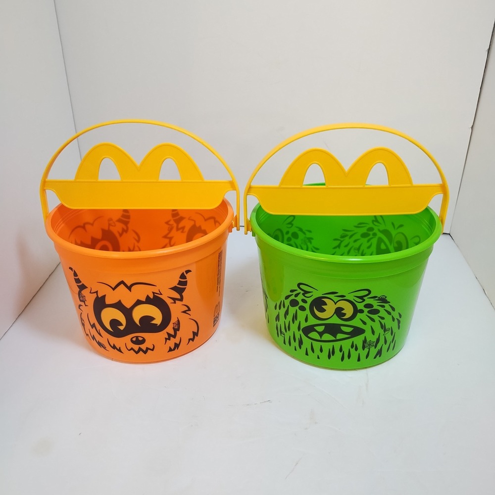 McDonald's Halloween Boo Bucket Set‎ 2024 Orange Green Monster Character Pails